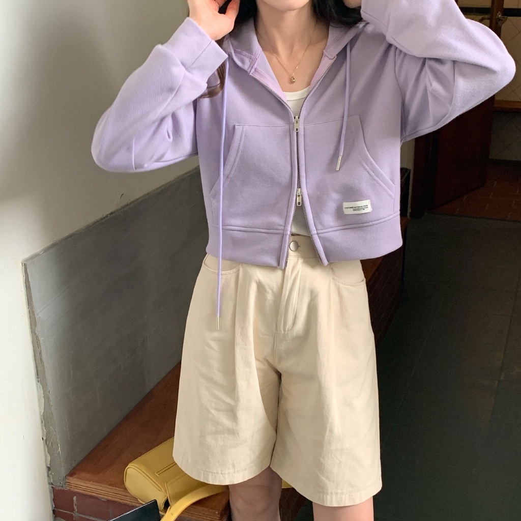 Áo Khoác Mỏng Ngắn Có Khóa Kéo Và Thiết Kế niche Màu Hồng Dễ Thương Thời Trang Mùa Thu Cho Nữ