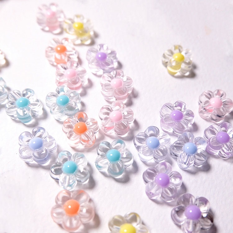 20 Hạt Nhựa Hình bông hoa 12x3mm Làm Trang Sức