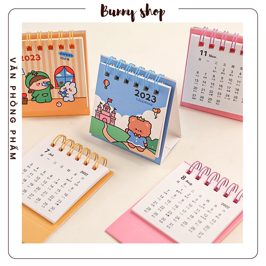 Lịch Để Bàn Mini 2023 Họa Tiết Hoạt Hình Dễ Thương