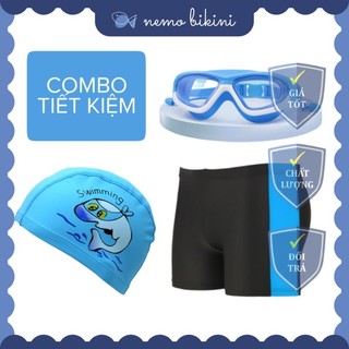 Combo quần bơi, mũ bơi, kính bơi bé trai, combo đi bơi bé trai Nemo Bikini - CBT1
