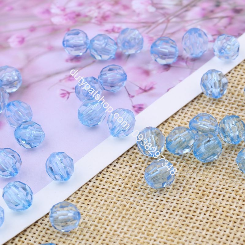 100gam hạt nhựa hình cầu 32 mặt màu trắng size 8mm