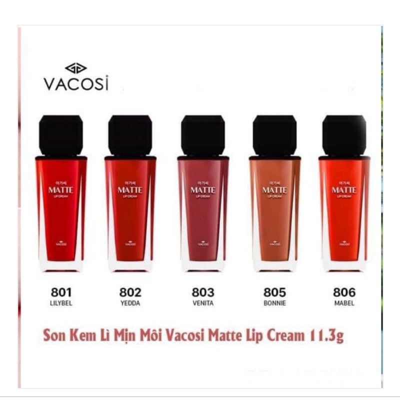 Son Kem Lì , Lên Màu Chuẩn, Mịn Mượt Như Nhung Vacosi Natural Studio Matte Lip Cream 11.3g