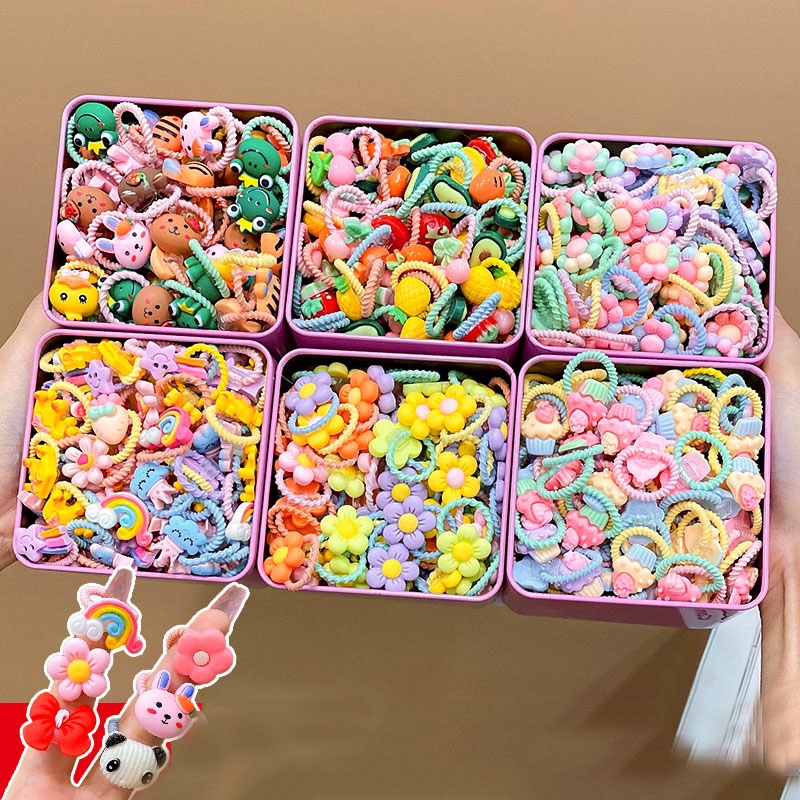 Dây Buộc Tóc Cao Su Nhiều Màu Thời Trang Hàn Quốc Cho Bé Gái