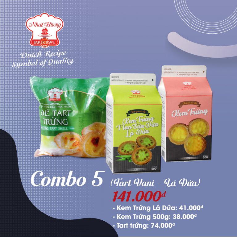 Combo Tart Trứng Và Kem Trứng Vani – Lá Dứa Nhất Hương