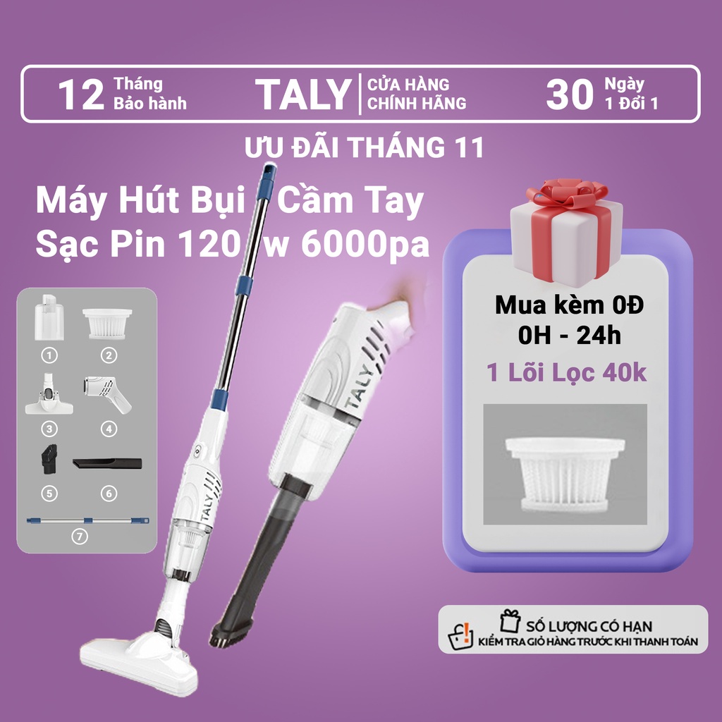 Máy hút bụi cầm tay không dây TALY K3D - 2 hình thái Gấp cầm tay hoặc Thẳng nối dài - Gia đình và ô tô Kim Đông