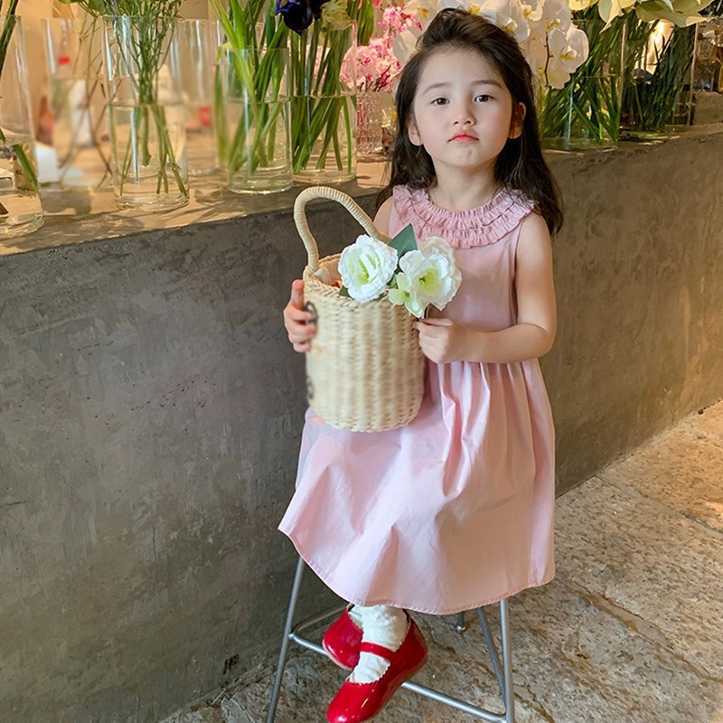 Đầm công chúa bé gái sát nách màu trơn thoáng khí thân thiện với làn da