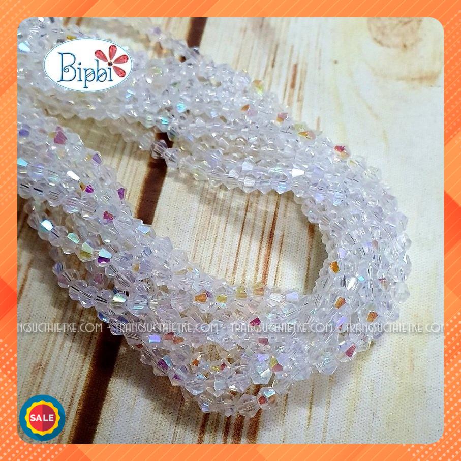 Hạt pha lê Sun Catcher màu trắng xà cừ 4mm