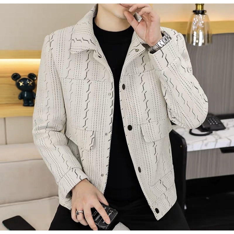 Áo khoác dạ nam chữ và kẻ