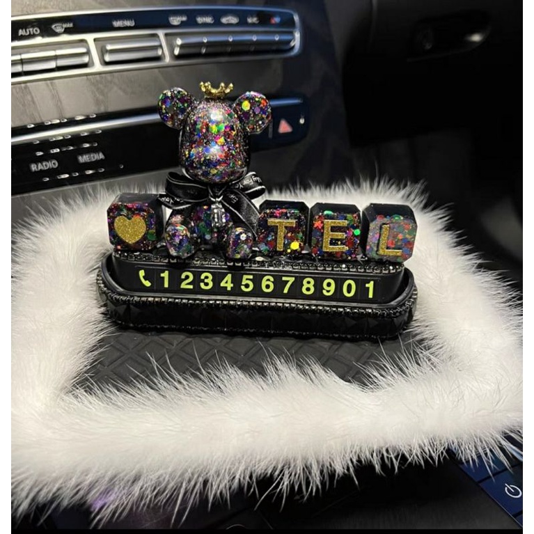 Sét bảng số điện thoại gấu đính đá Decor trang trí taplo