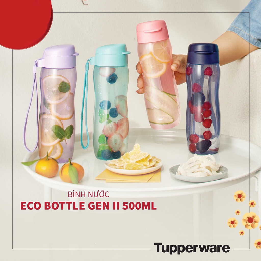 Bình nước nhựa cho bé mang đi học eco gen 2 500ml Tupperware nhựa nguyên sinh an toàn chính hãng bảo hành trọn đời