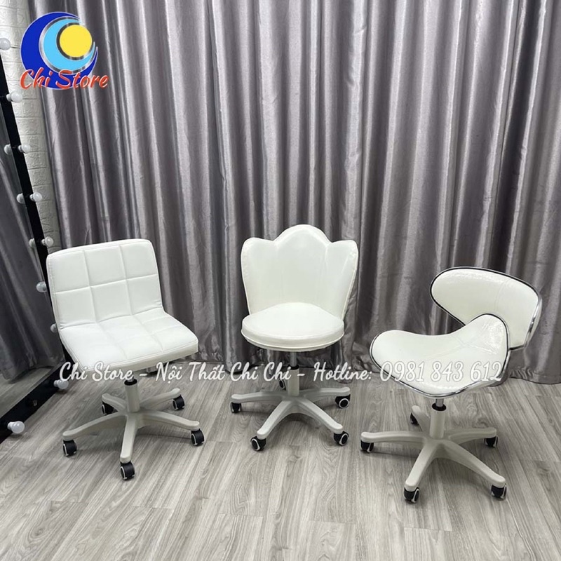 Ghế Trang Điểm Makeup Chuyên Nghiệp Kiểu Dáng Châu Âu Có Tựa Lưng Êm Ái Bằng Da, Ghế Xoay Học Sinh Sinh Viên Giá Rẻ