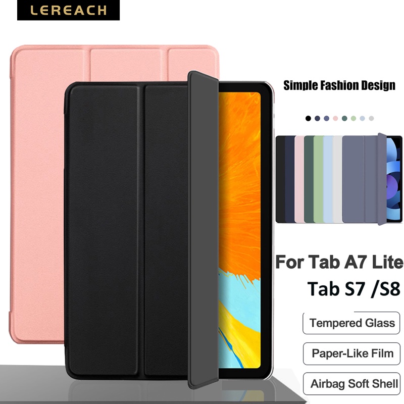 Ốp Bảo Vệ Máy Tính Bảng Bằng Da Chống Sốc Tự Động Bật / Tắt Kèm Giá Đỡ Cho Samsung Galaxy Tab S8 S7 A7 LiTe A7 2020