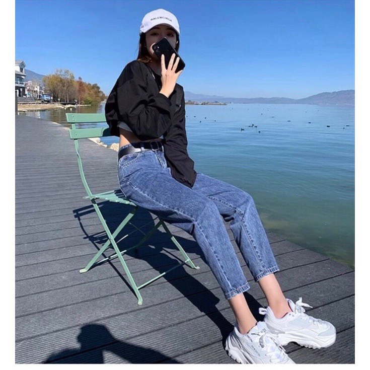 Quần jean bò baggy nữ jeans cạp cao phong cách Hàn Quốc sành điệu style jeanshop03 ms12 | BigBuy360 - bigbuy360.vn