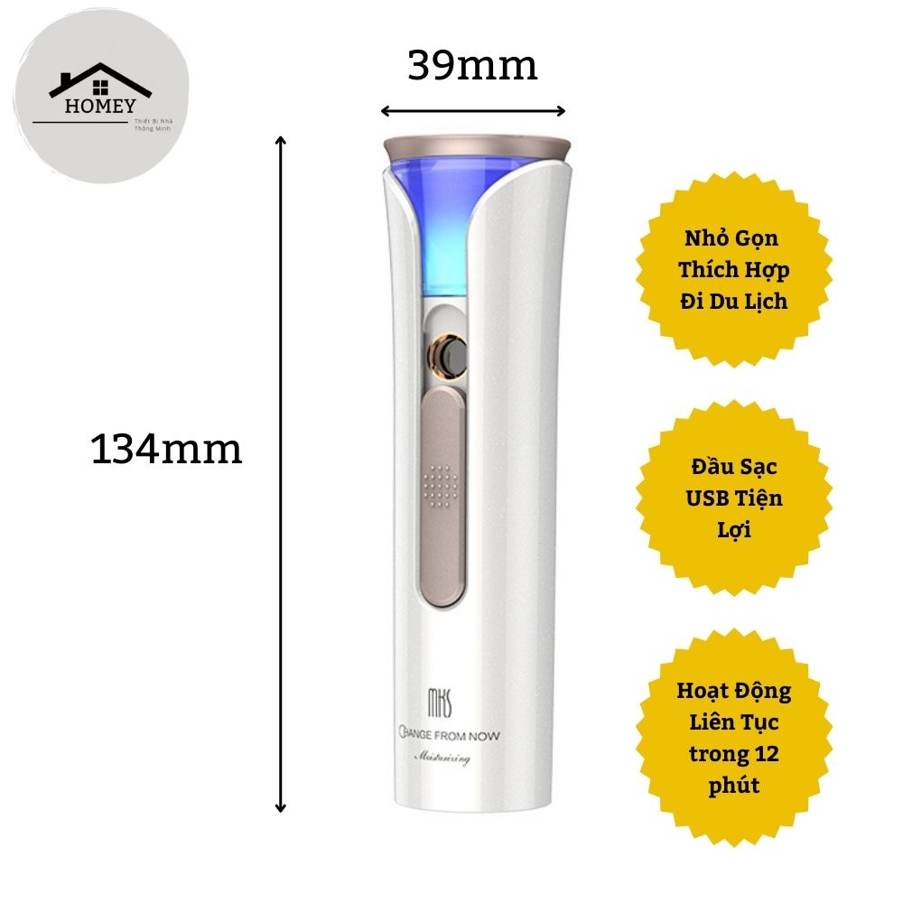 Homey - Máy Phun Sương Xông Hơi Mặt MKS NV8085 - NaNo Mini Cầm Tay Hỗ Trợ Dưỡng Da Cấp Nước Tối Đa