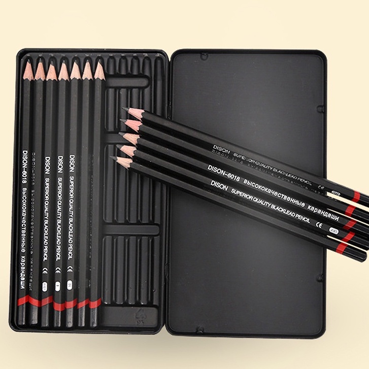 Hộp 12 Bút Chì Gỗ 2H-8B Vẽ Phác Thảo Chuyên Nghiệp