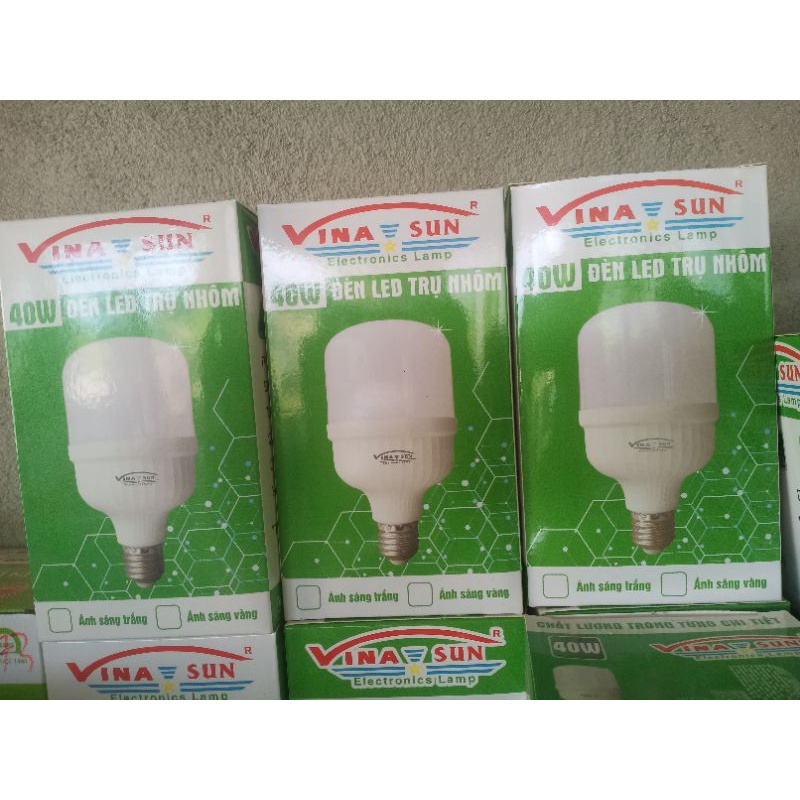 Bóng đèn led VINASUNCtrụ nhôm nguyên khối cao cấp 40W 30w 20w