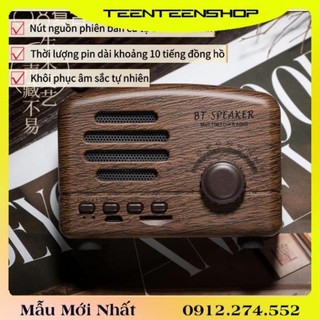Loa bluetooth mini cổ điển bt01 vân gỗ phong cách retro vintage decor
