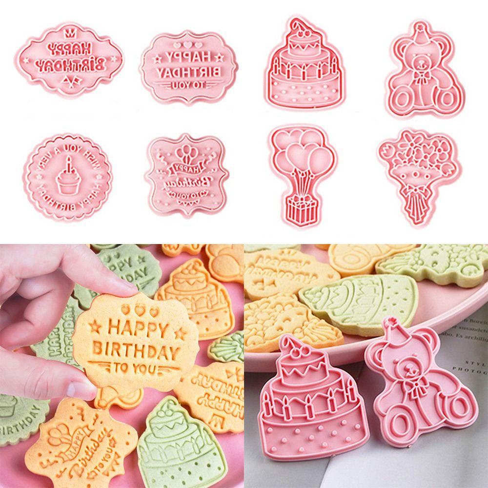 CONOPERY Bộ 8 Khuôn Cắt Bánh Kem Bằng Nhựa Họa Tiết Hoa 3D Độc Đáo Tiện Dụng DIY