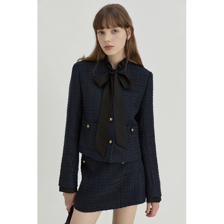 Set dạ tweed phối cổ nơ Fano Studios