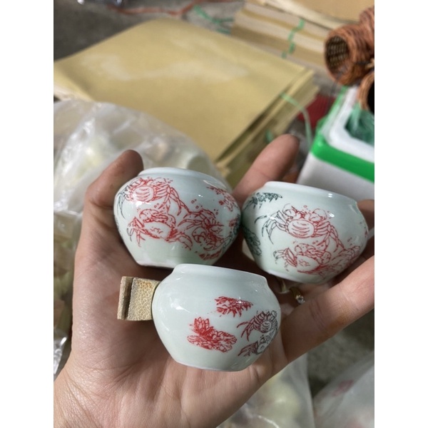 Combo 3 cóng sứ tai tre trơn dành cho chim chào mào giá rẻ Phụ kiện lồng chim Huyền Trần