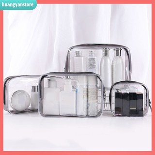 HY/ Set 1 / 4 túi nhựa PVC trong suốt khóa kéo đựng mỹ phẩm tiện dụng