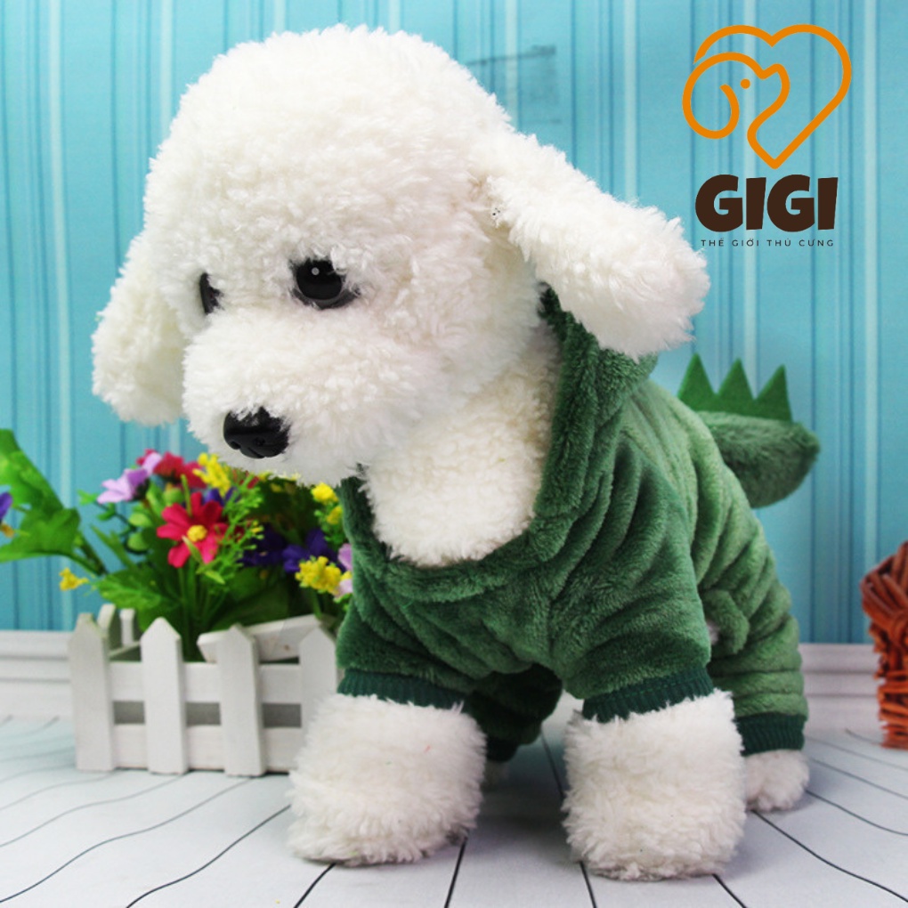 Quần áo khủng long cho chó mèo vải nhung nỉ giữ ấm thu đông dễ thương cute phụ kiện thú cưng - GiGi Pet Shop