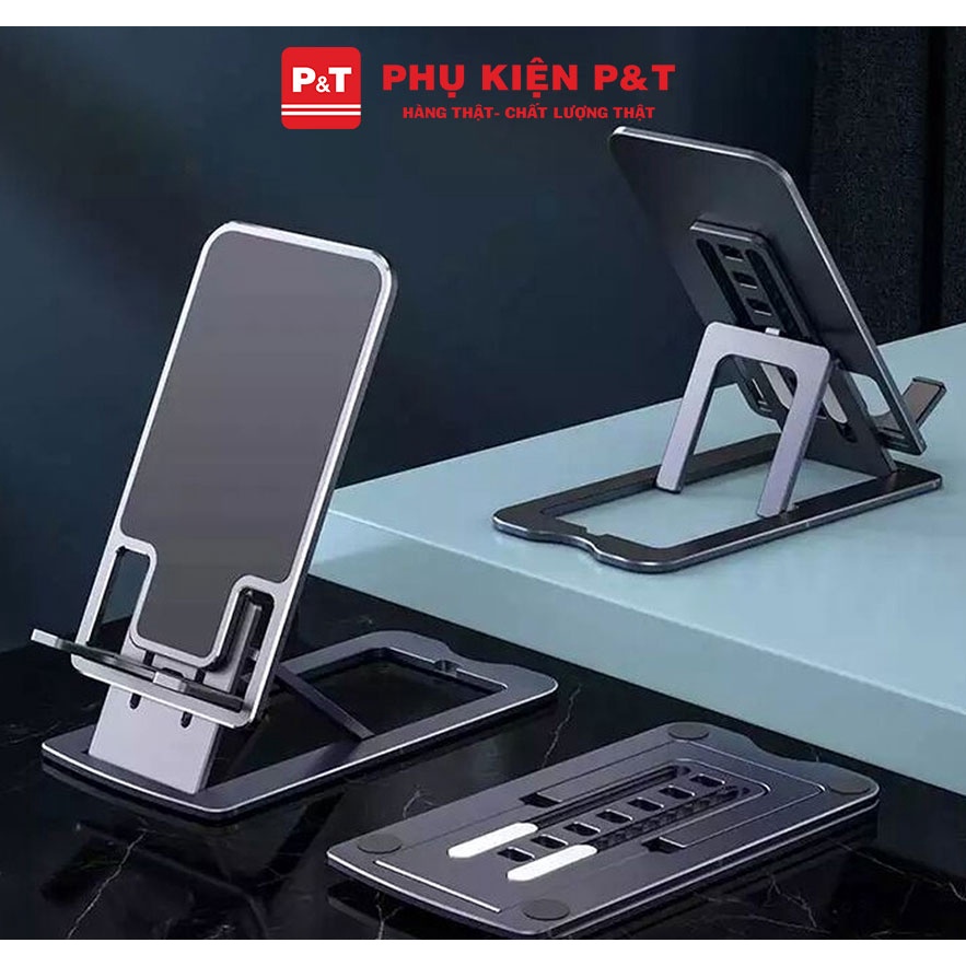 Giá đỡ điện thoại đa năng gấp gọn dành cho điện thoại, máy tính bảng chất liêu hợp kim nhôm sang trọng chắc chắn