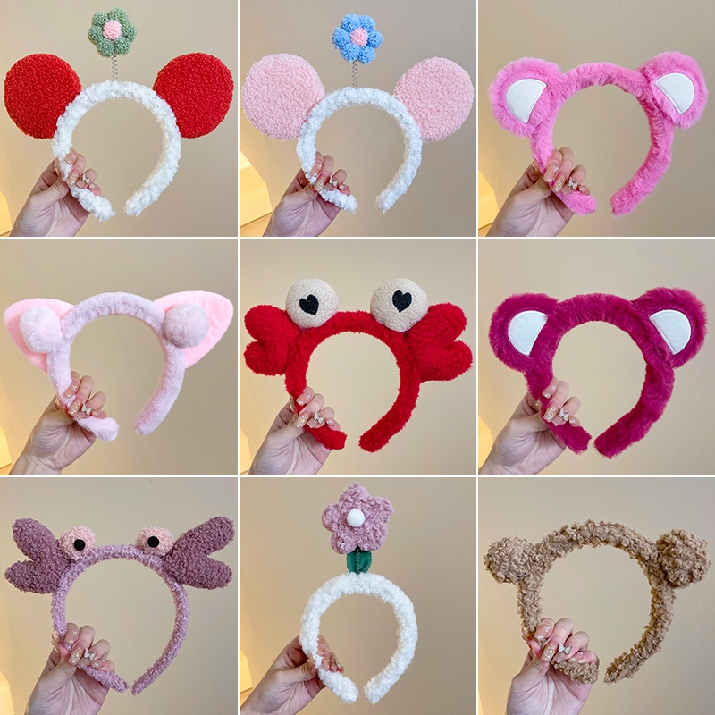 Băng đô cài tóc rửa mặt Vải Bông Họa Tiết Hoạt Hình Vui Nhộn Đáng Yêu Dành Cho Nữ