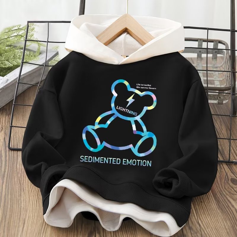 Áo khoác hoodie giả hai lớp dáng rộng thời trang mùa thu cho bé 3-15 tuổi - ảnh sản phẩm 4