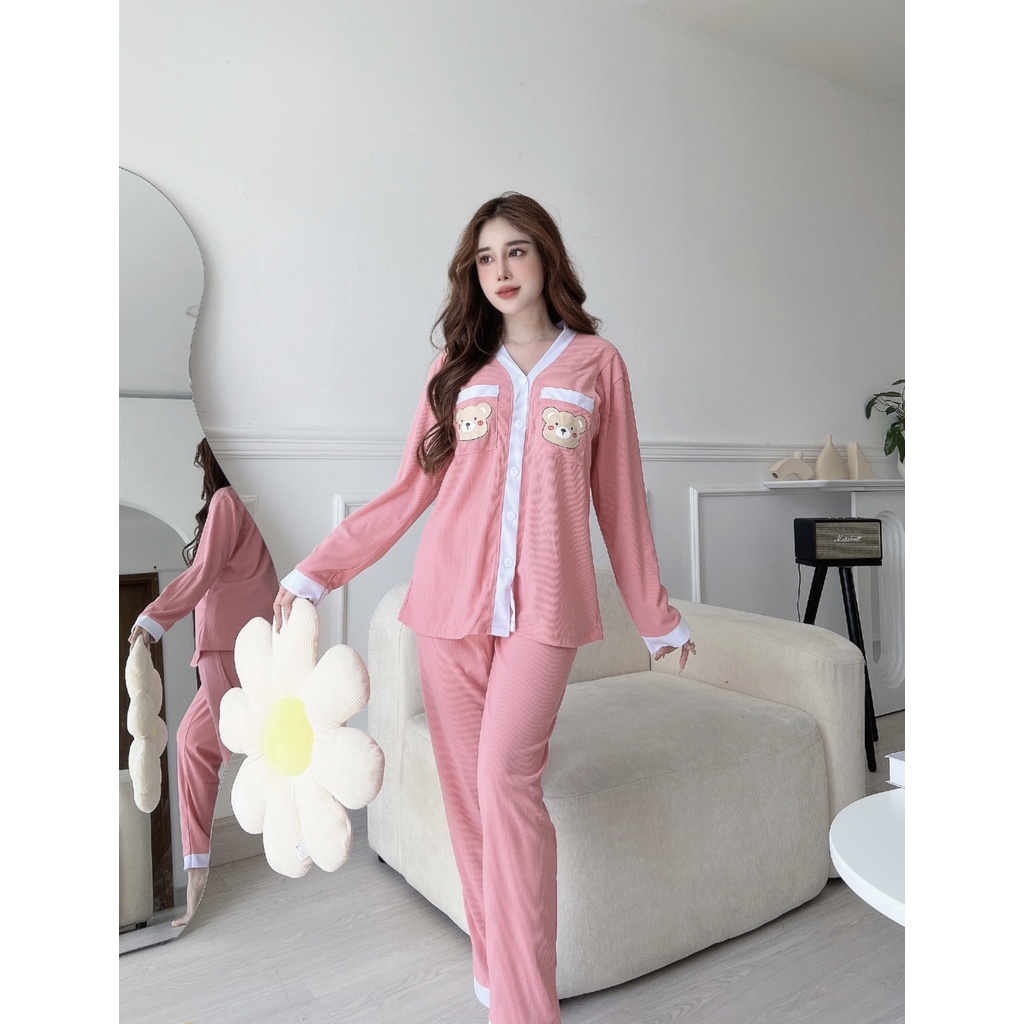 Bộ bầu - bộ sau sinh - chất liệu (Gân Tăm mềm) - ( Bo Gân - Dài ) BD959