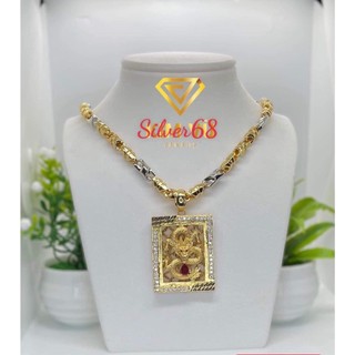 Dây chuyền nam mạ vàng,dây mặt rống đá phong độ đẳng cấp siver68