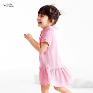 Váy hè polo bé gái hồng thêu thỏ 2-7 tuổi mẫu mới  - Little Maven Chính Hãng