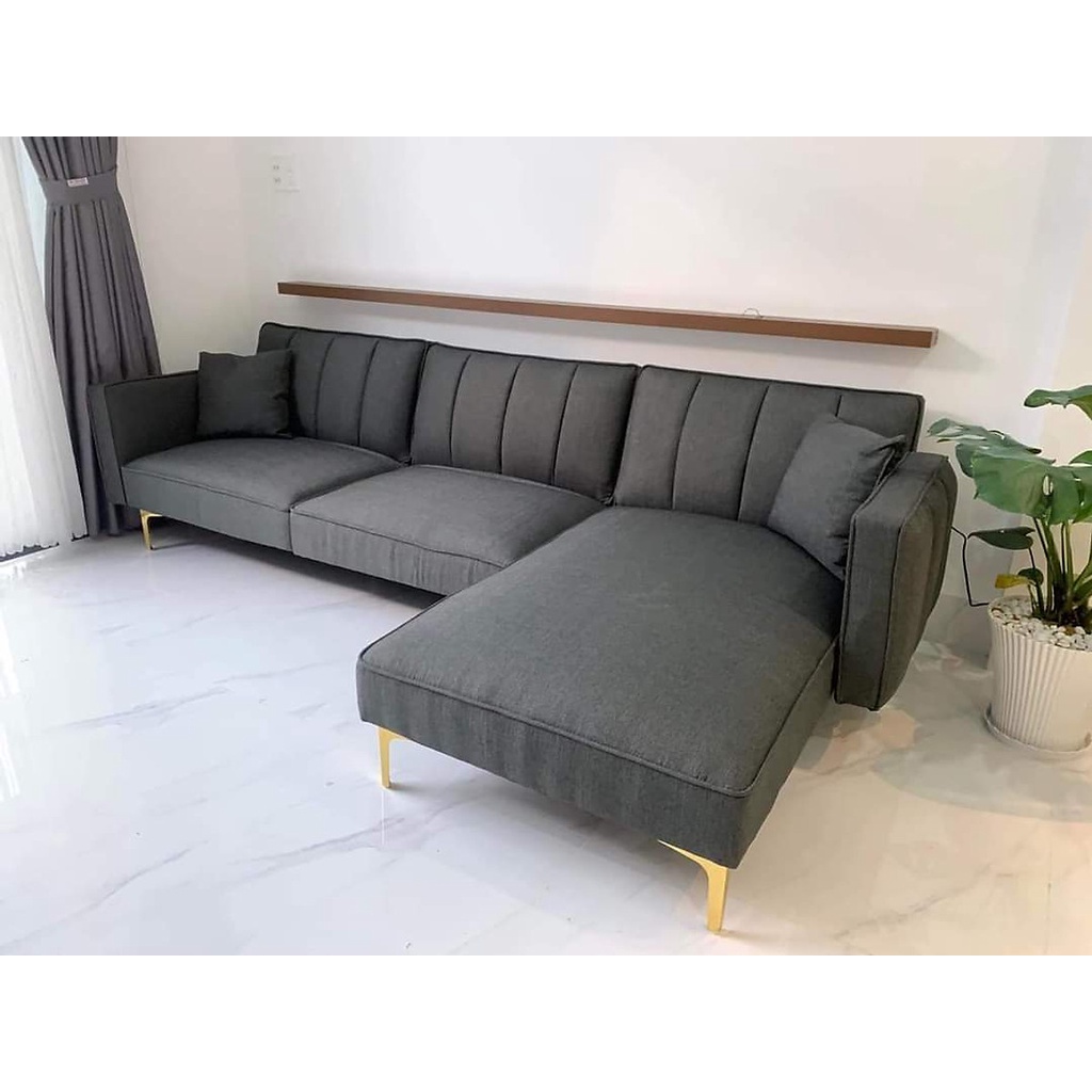 Sofa vải góc L Tundo phòng khách 260x200 cm màu xám đậm
