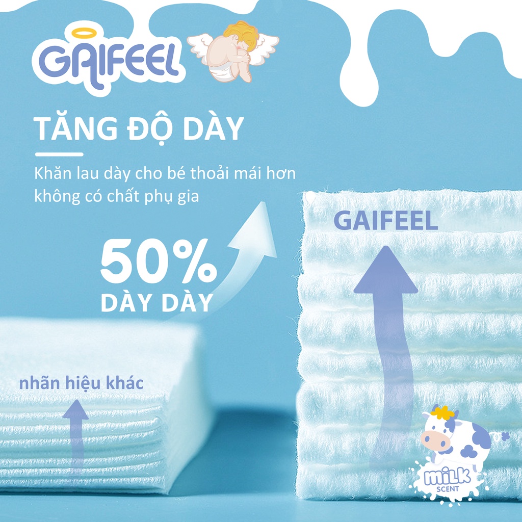 Set 15 túi 1200 khăn giấy ướt GAIFEEL khăn ướt Khăn lau mùi sữa 15cm dành cho trẻ em
