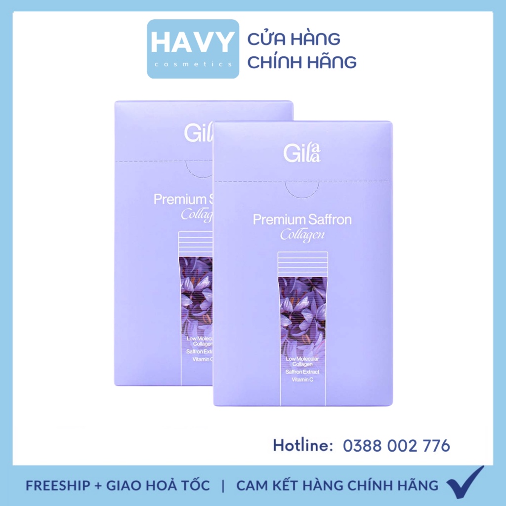 Combo 2 Hộp bột uống Collagen Cao Cấp Kết Hợp Saffron - Gilaa Premium Saffron Collagen (60 gói x 2 Hộp)