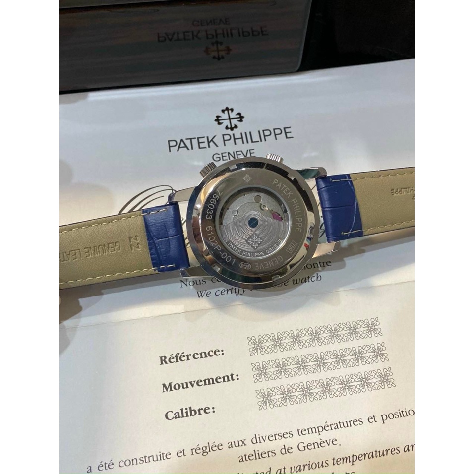 ĐỒNG HỒ NAM PATEK PHILIPE 6102 BAGUETTE Blue W - Automatic- 43mm- chống nước- BẢO HÀNH  2năm