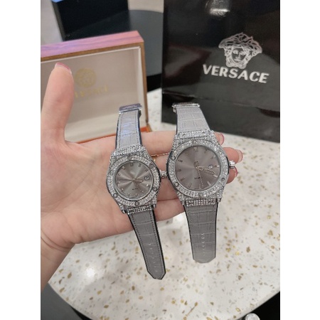 Đồng hồ nữ Hub mặt tròn đính viền đá dây cao su thơm vani cao cấp DHN601 - Shop6906