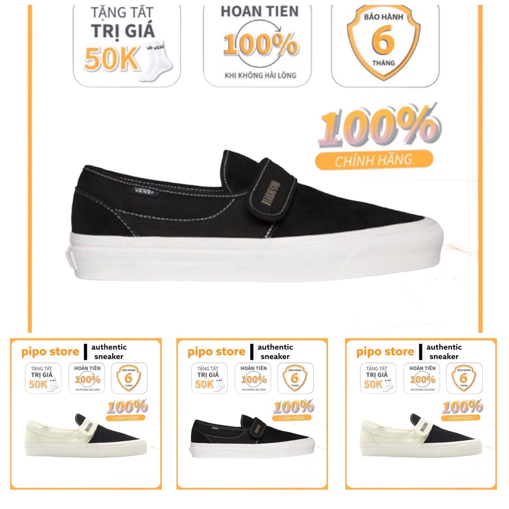 GIÀY VANS FOG SLIPON MÀU ĐEN TRẮNG ⚡Full box bill⚡ Giày thể thao nam nữ 2022