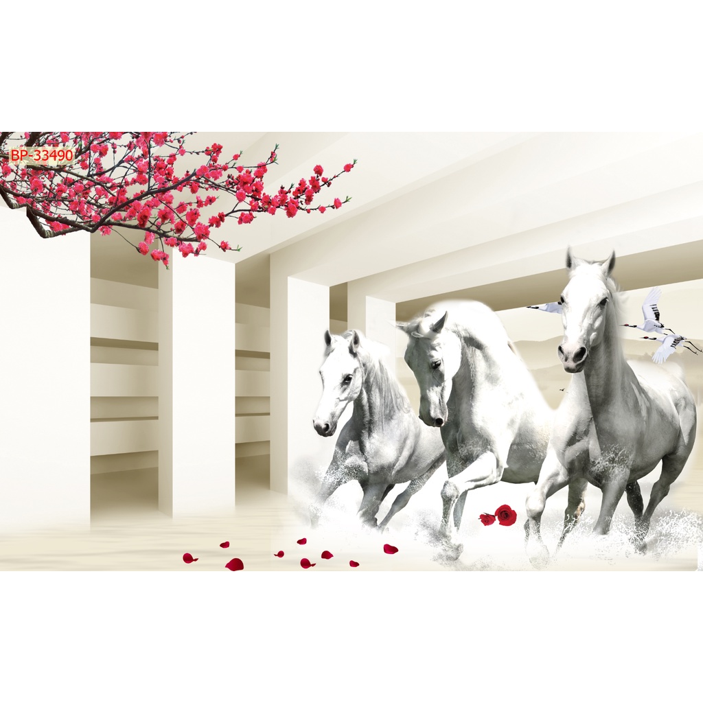 Tranh Dán Tường Bát Mã, Mã Đáo Thành Công Phối Phong Cảnh