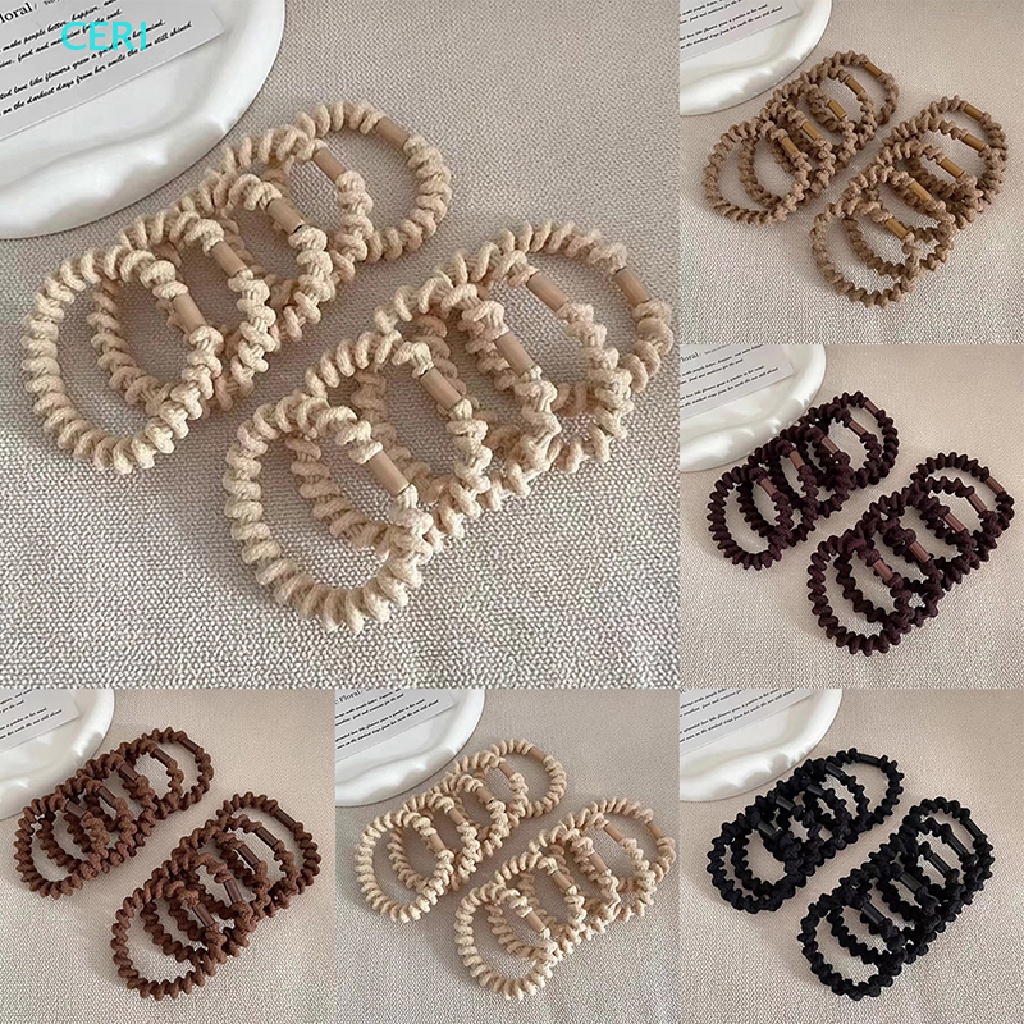 Set 10 Dây Buộc Tóc Cao Su Màu Sắc Cà Phê Đơn Giản Dành Cho Nữ