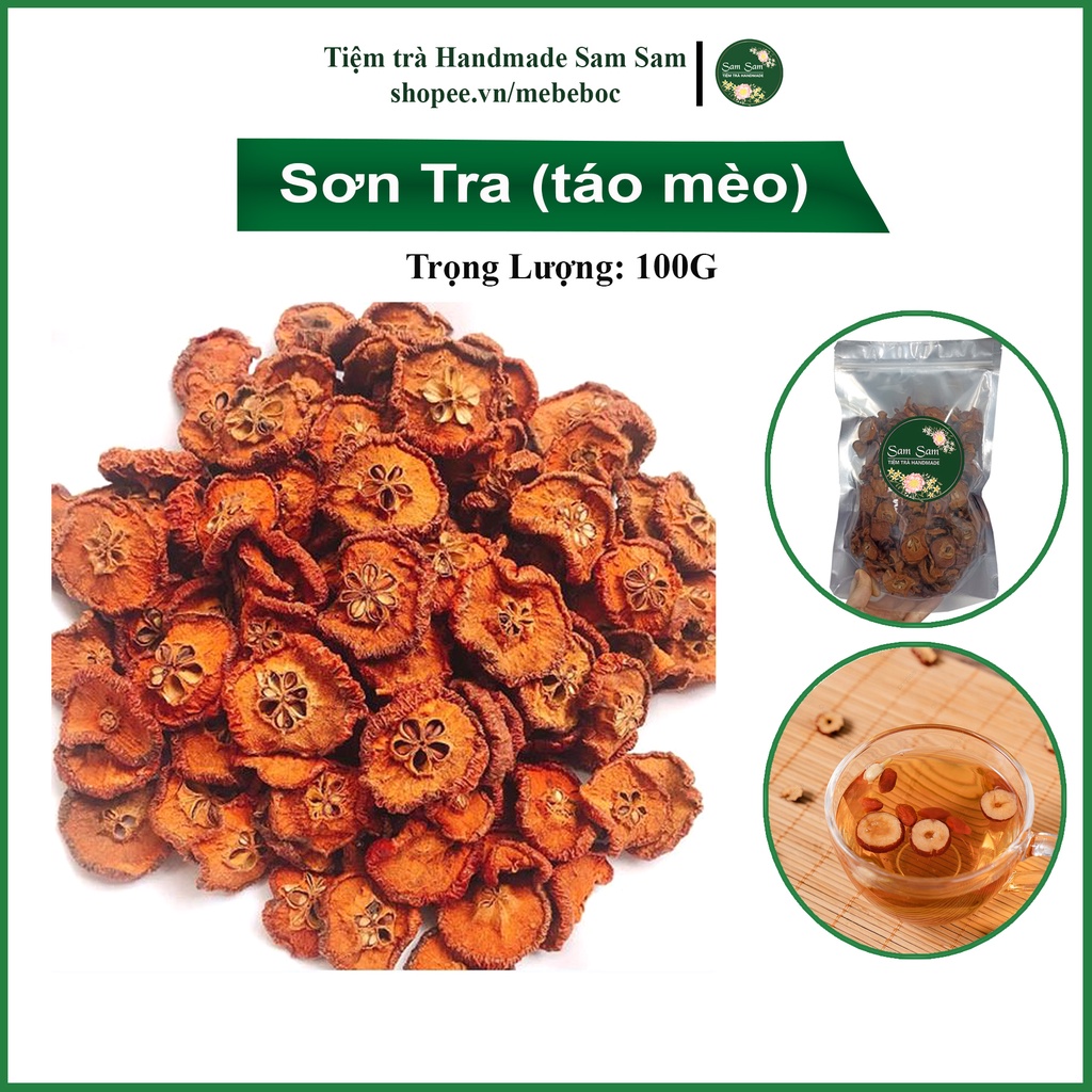 Sơn tra thái lát sấy khô 100g giúp tiêu hóa tốt, giảm cân - Táo mèo của tiệm trà samsam