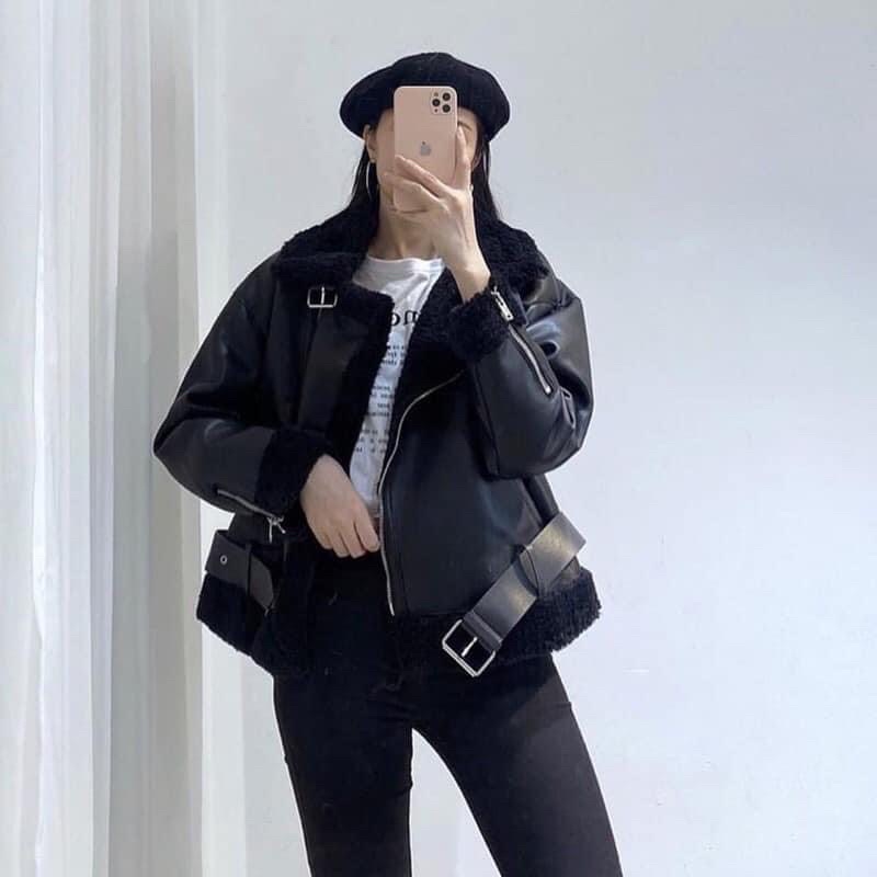 Áo khoác da lót lông cừu