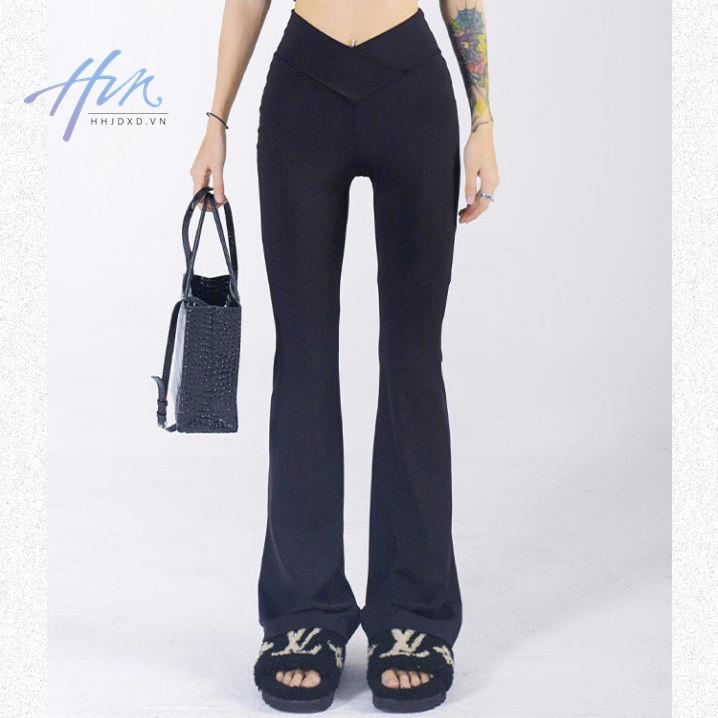 Quần Dài Thể Thao Lưng Cao Vải Lông Cừu Đen Thời Trang Mùa Thu Cho Nữ