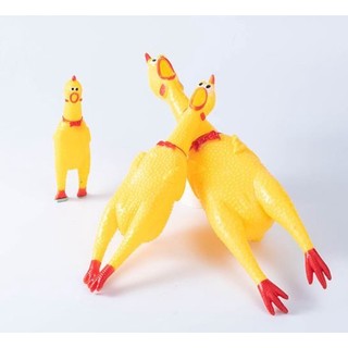 Gà La Hét size 30cm 4 màu dương, lá, hồng, cam, bằng cao su, huấn luyện chó