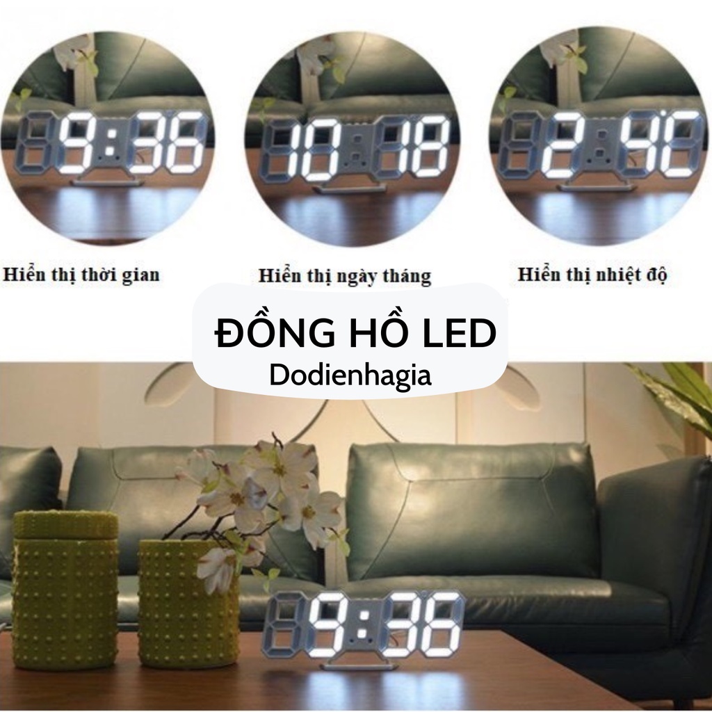 Đồng hồ LED 3D treo tường, để bàn thông minh dòng Smart Clock chức năng báo thức nhiệt độ thời gian hàn quốc