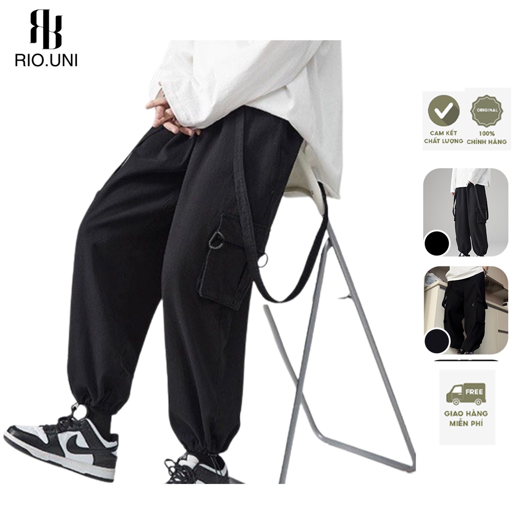 Quần Jogger Túi Hộp Đa Năng 3 Trong 1 Gồm: Dáng Suông, Jogger, Giả Yếm , Chất vải dày co giãn hàng xuất dư Rio.uni Shop