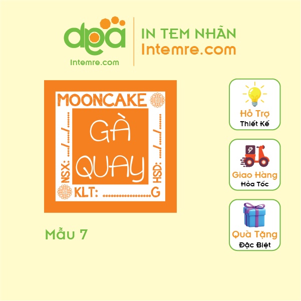 100 Tem Nhãn Giấy Decal Dán Intemre.com Bánh Trung Thu Hình Vuông 3x3cm - Mẫu 7