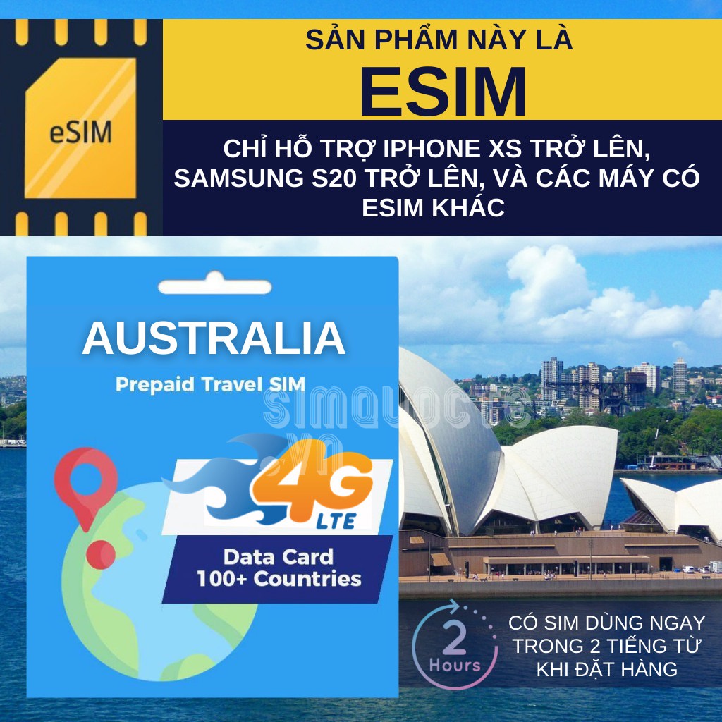 Sim du lịch 4G Úc  tiện dụng tiết kiệm có nhiều gói cước