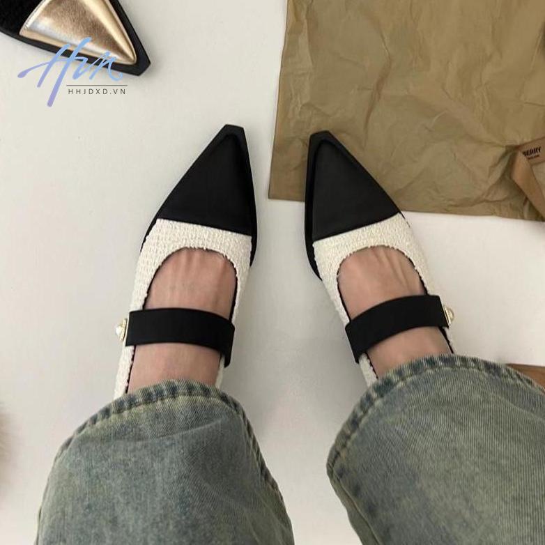 Giày Cao Gót Mũi Nhọn Phối Lông Thời Trang Thanh Lịch Dành Cho Nữ