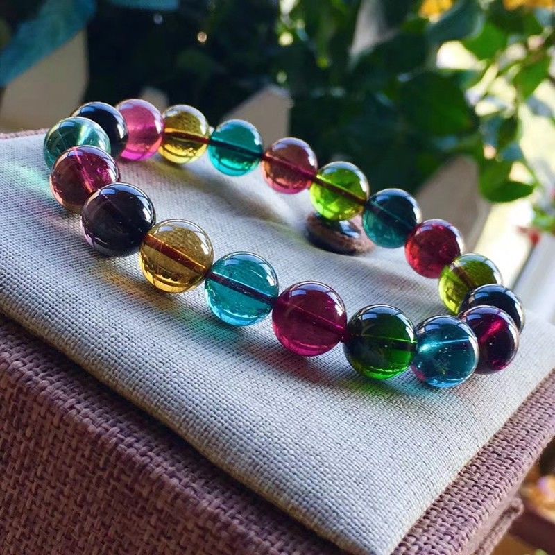 Vòng Tay Tourmaline Pha Lê Màu Sắc Cầu Vồng Xinh Xắn Thời Trang 2022